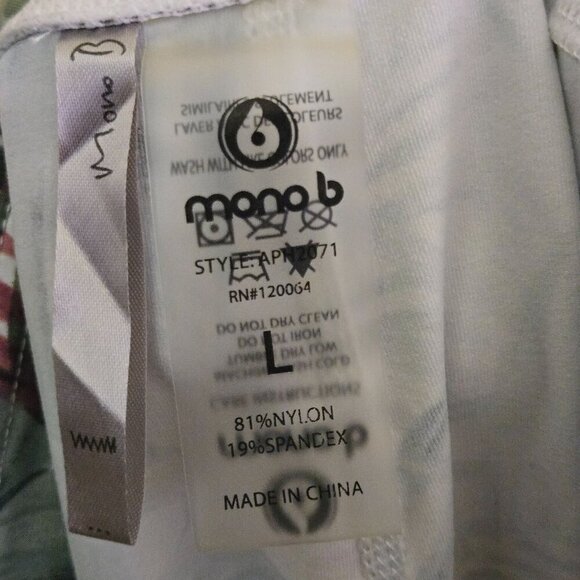 Mono B Palm Print Legging Sports Bra Set Pink Green Size L - Picture 12 of 13